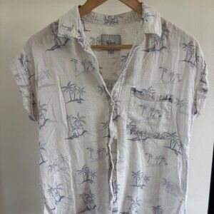 Rails Whitney Button Down – Blue Hawaii Linen Blend Shirt Sz S